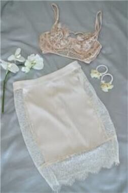 Satin & Lace Nylon Cut Out Side Mini Skirt From Celebrity Fashion